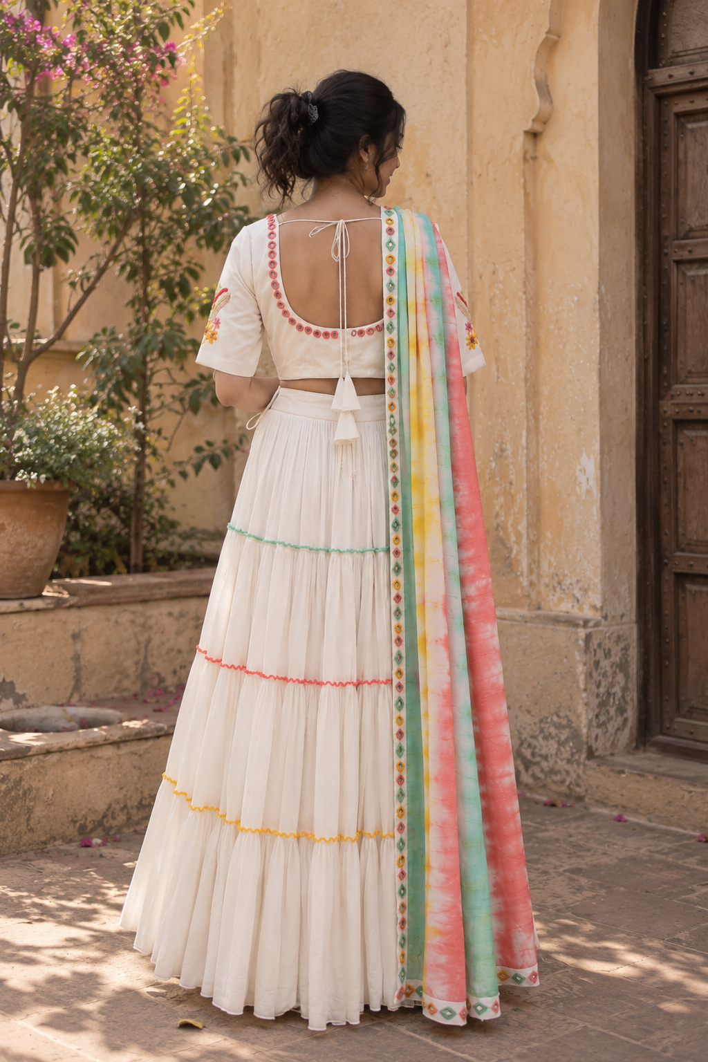 Ivory Multicolor Embroidered Lehenga - View 5