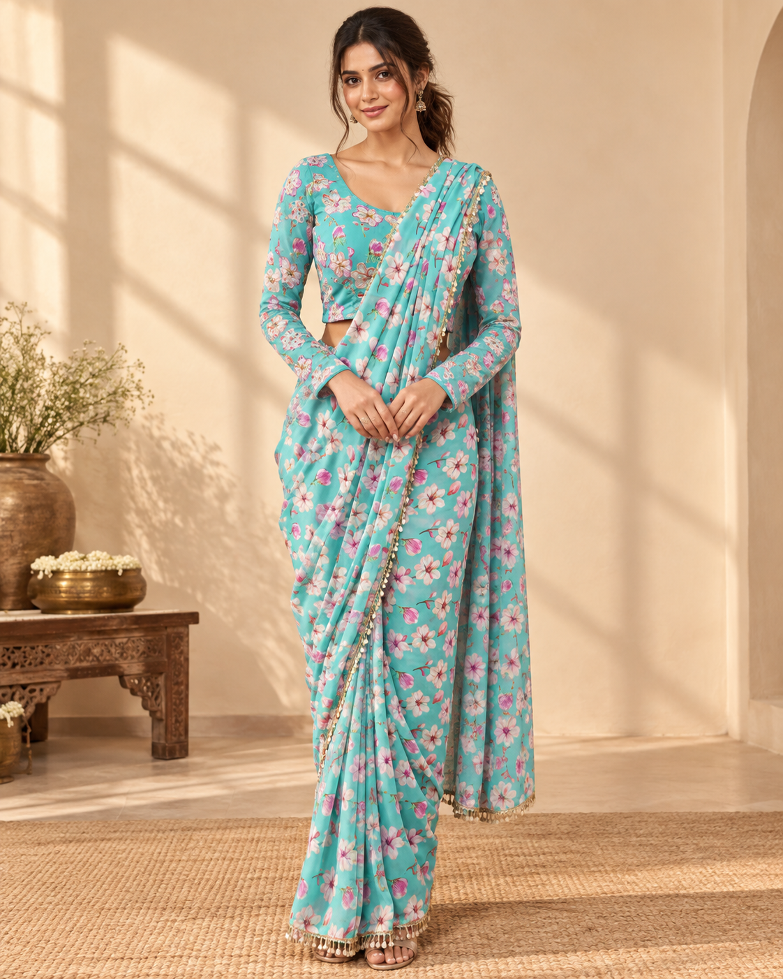 Aqua Saree